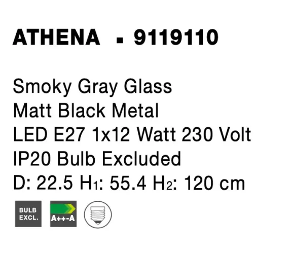 Lustre a závesné svietidlá -  Novaluce Luxusní lustr Athena 225 Tmavě šedé