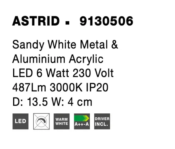 Nástenné svietidlá -  Novaluce Moderní nástěnné svítidlo Astrid 13.5 bílé