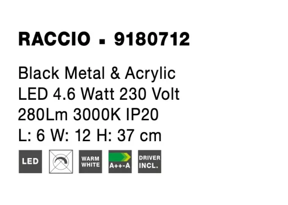 Nástenné svietidlá -  Novaluce Designové nástěnné svítidlo Raccio A 6 černé