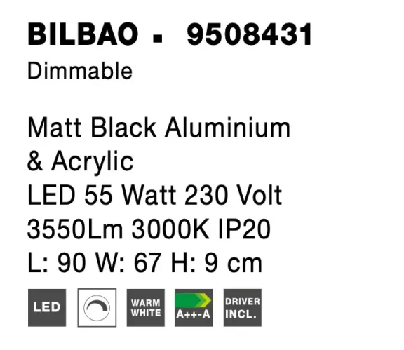 Stropné svietidlá -  Novaluce Stropní svítidlo LED se stmíváním Bilbao 90 černé