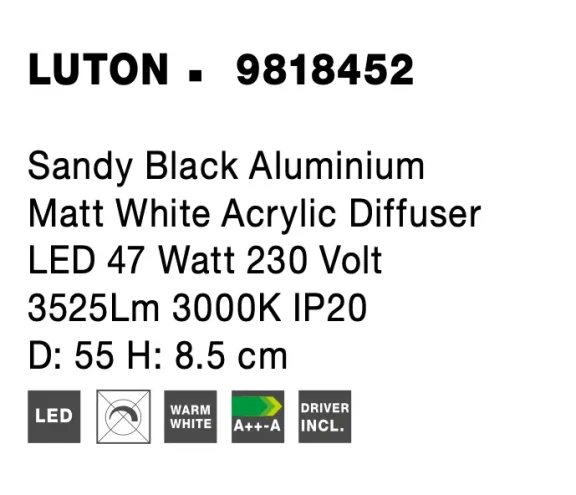Stropné svietidlá -  Novaluce LED stropní svítidlo Luton 55 černé