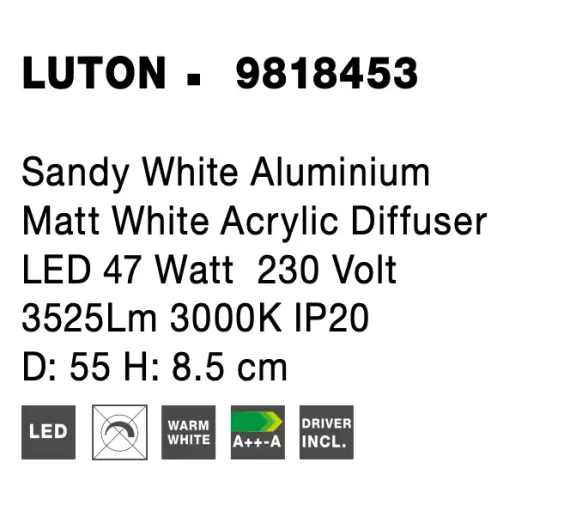 Stropné svietidlá -  Novaluce LED stropní svítidlo Luton 55 bílé