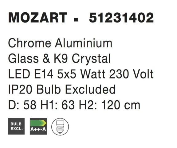 Lustre a závesné svietidlá -  Novaluce Luxusní lustr Mozart 58 Čirá