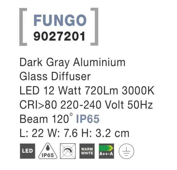 Vonkajšie nástenné svietidlá -  Novaluce Venkovní LED svítidlo Fungo 22 Tmavě šedá