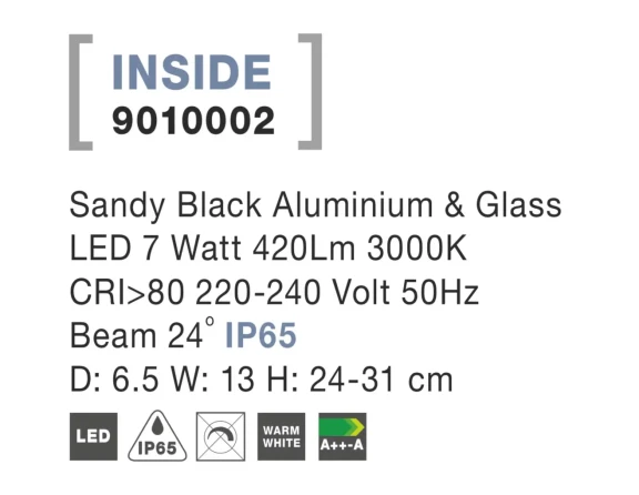 Vonkajšie lampy -  Novaluce Venkovní LED lampa Inside A 65 černé