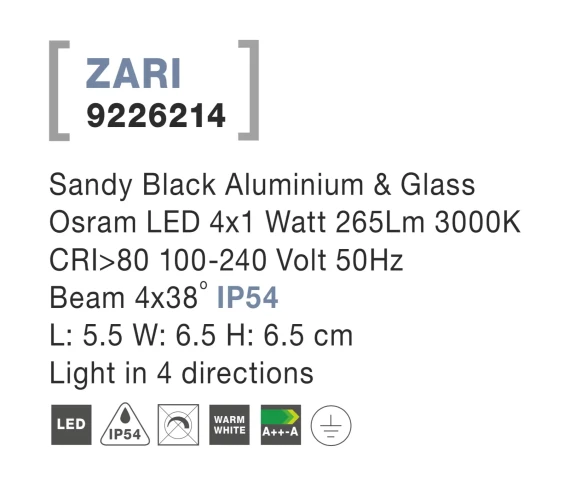 Vonkajšie nástenné svietidlá -  Novaluce Venkovní LED svítidlo Zari A 55 černá