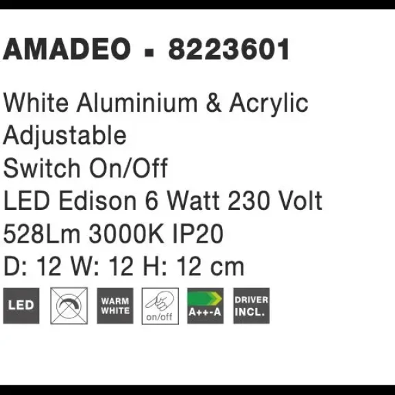 Nástenné svietidlá -  Novaluce Moderní nástěnné svítidlo Amadeo bílé