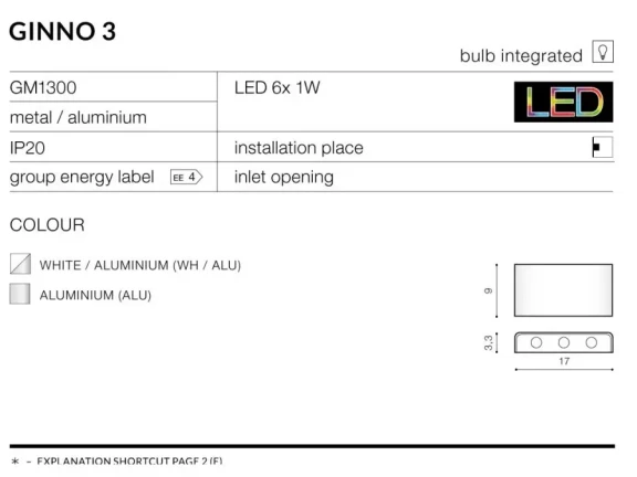 Nástenné svietidlá -  Azzardo LED nástěnné svítidlo Ginno 3
