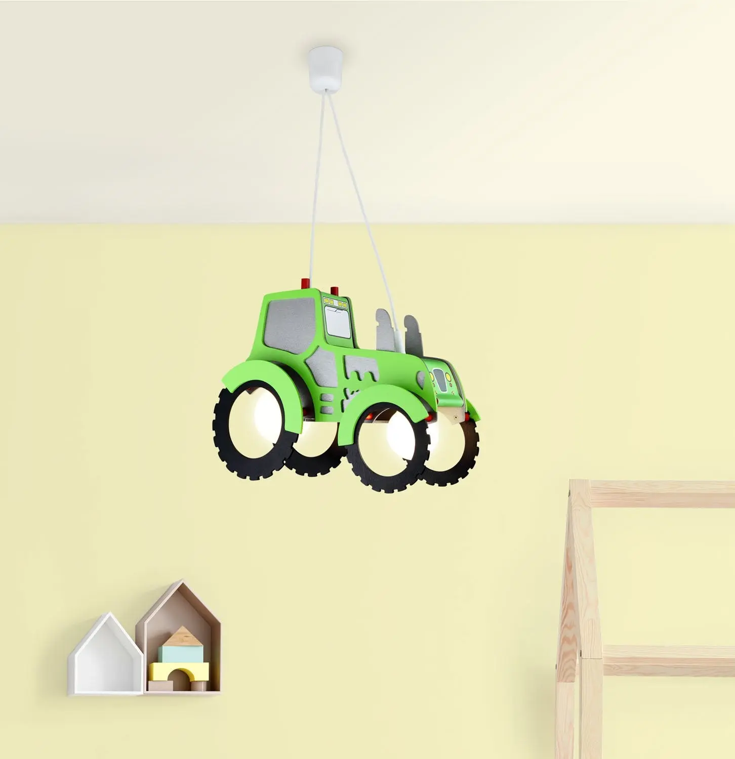Lustre a závesné svietidlá- Elobra Detský luster Traktor