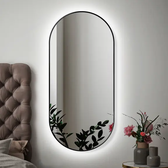 Zrkadlá do kúpeľne -  Gaudia Zrcadlo Zeta SLIM Black LED Ambient