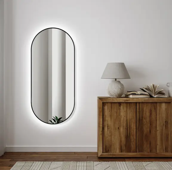 Zrkadlá do kúpeľne -  Gaudia Zrcadlo Zeta SLIM Black LED Ambient