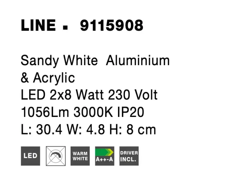 Nástenné svietidlá - Novaluce LED nástěnné svítidlo Line 30.4 bílé