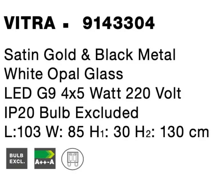 Lustre a závesné svietidlá - Novaluce Lustr na lanku Vitra 4 x 5W 103 zlaté