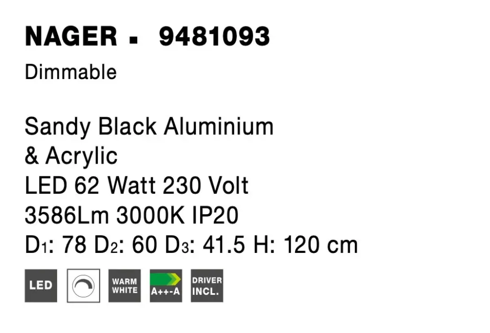 Lustre a závesné svietidlá - Novaluce LED lustr Nager 78 černé