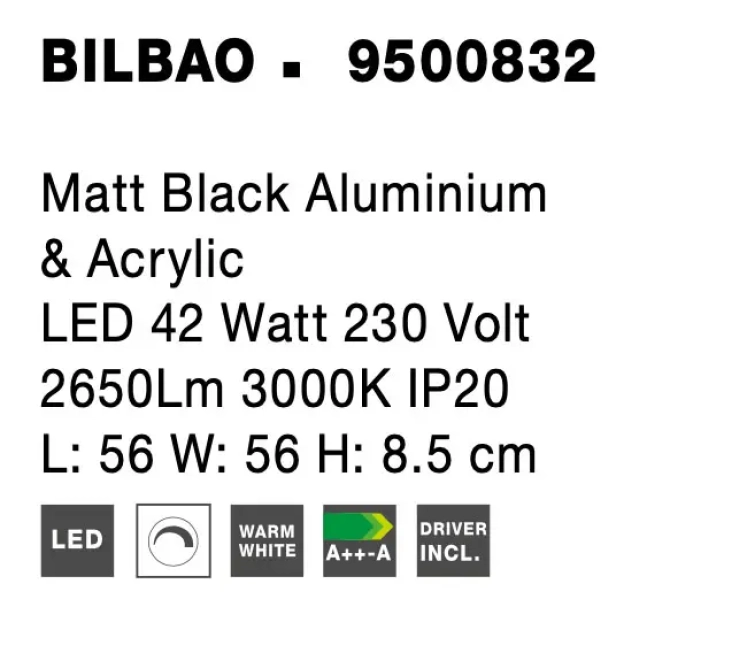 Stropné svietidlá - Novaluce LED stropní svítidlo Bilbao 56 černé