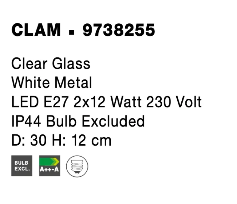 Stropné svietidlá - Novaluce Designové stropní svítidlo Clam 30 Čirá