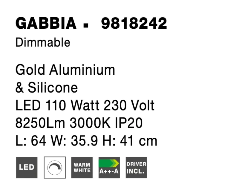 Stropné svietidlá - Novaluce Stropní svítidlo LED se stmíváním Gabbia 64 zlaté