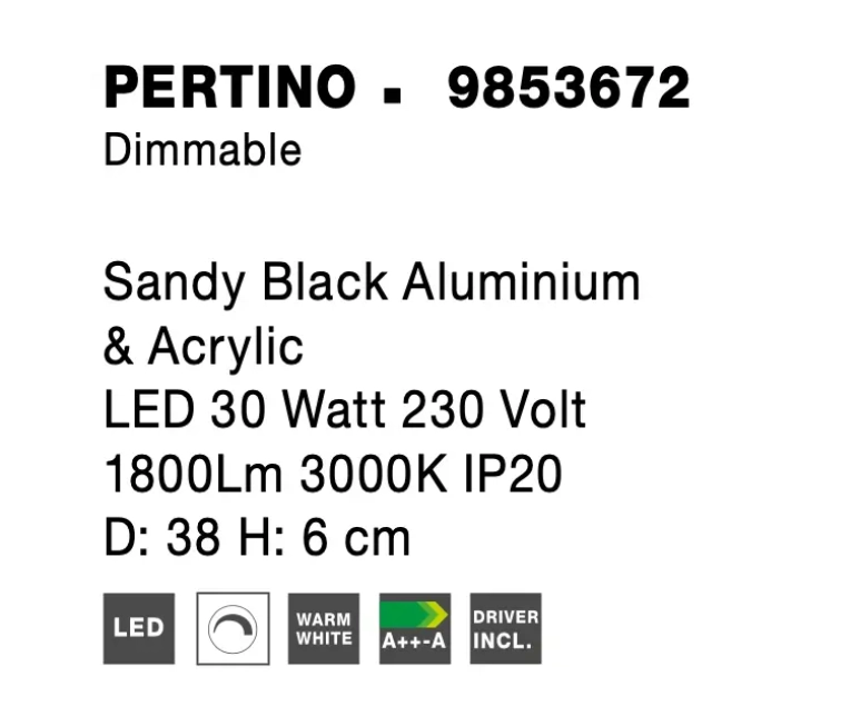 Stropné svietidlá - Novaluce Stropní svítidlo LED se stmíváním Pertino A 38 černé