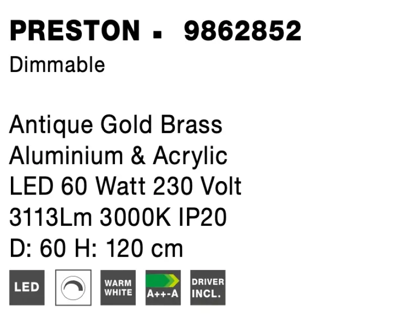 Lustre a závesné svietidlá - Novaluce LED lustr Preston 60 zlaté 2