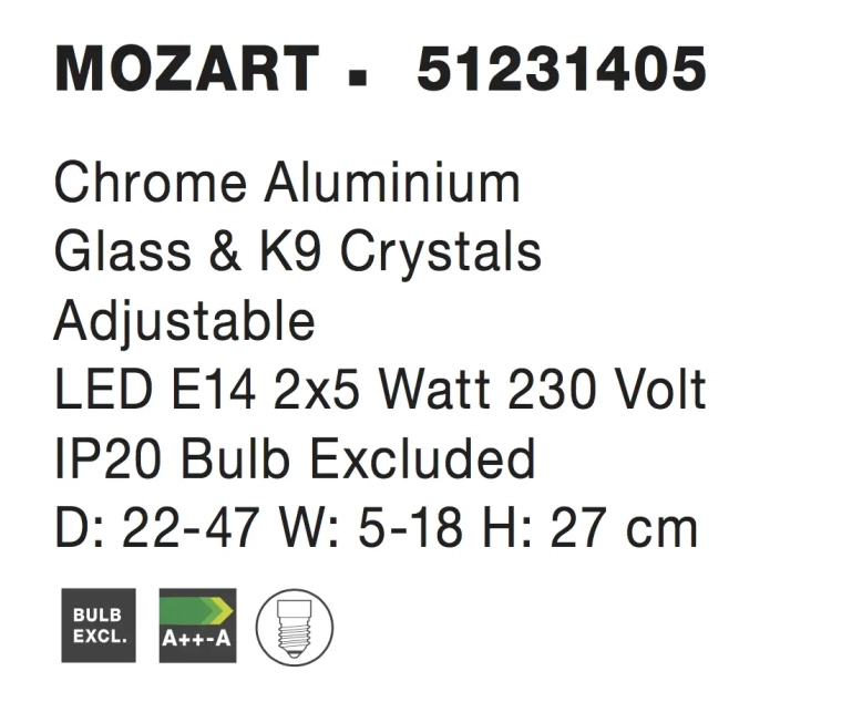 Nástenné svietidlá - Novaluce Designové nástěnné svítidlo Mozart