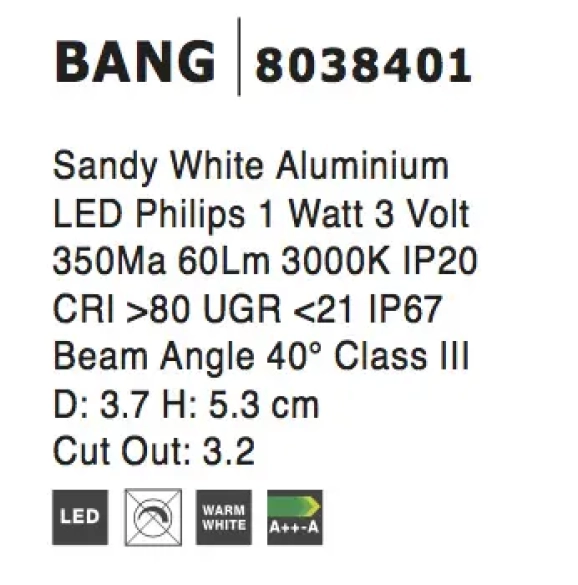 Vonkajšie orientačné svietidlá - Novaluce Venkovní LED svítidlo Bang A 37 bílé