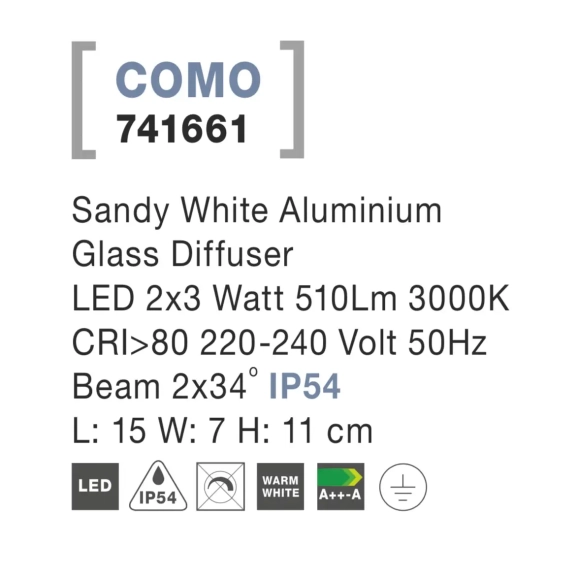 Vonkajšie nástenné svietidlá - Novaluce Venkovní LED svítidlo Como 15 bílé