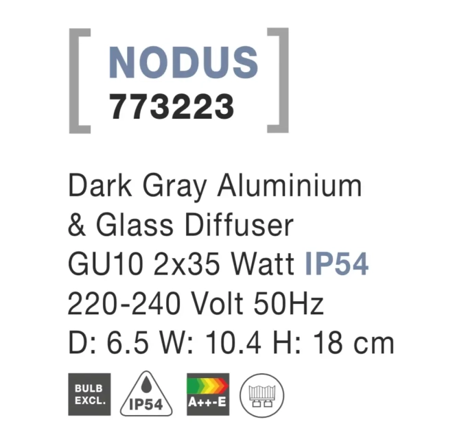 Vonkajšie nástenné svietidlá - Novaluce Venkovní zahradní svítidlo Nodus B 65 Tmavě šedé