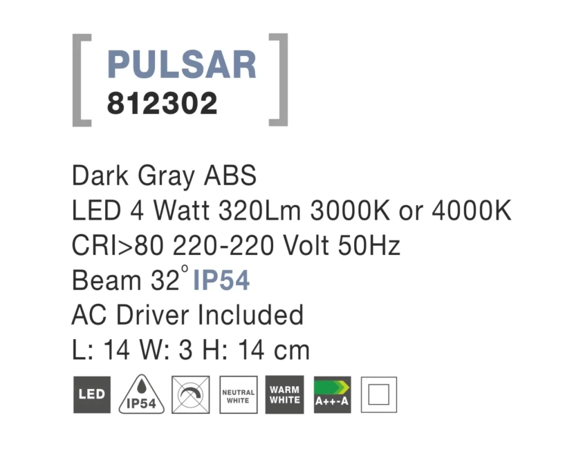 Vonkajšie orientačné svietidlá - Novaluce Venkovní LED svítidlo Pulsar 14 Tmavě šedé