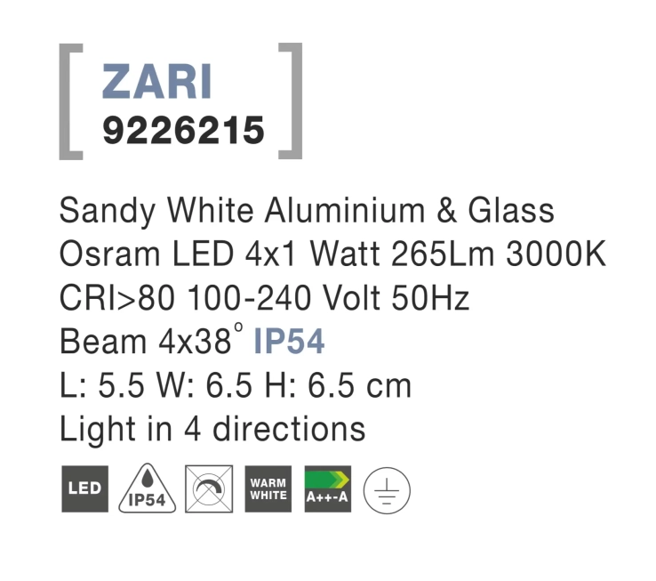 Vonkajšie nástenné svietidlá - Novaluce Venkovní LED svítidlo Zari A 55 bílé