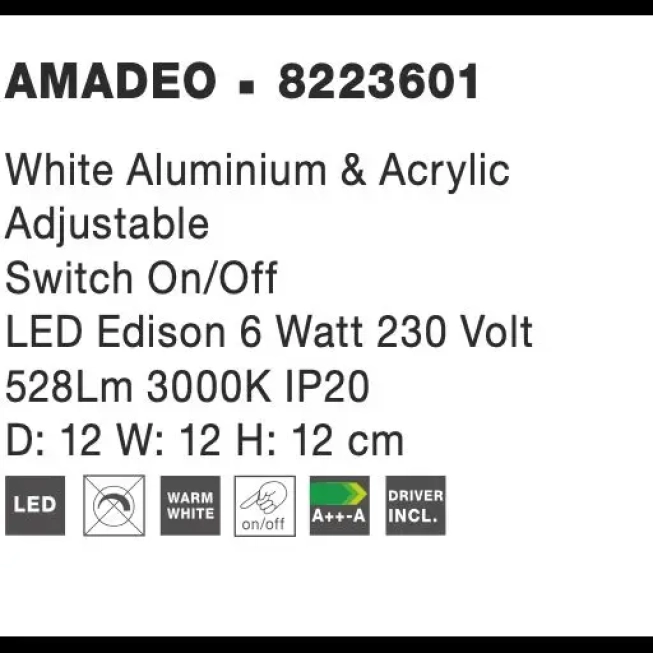 Nástenné svietidlá - Novaluce Moderní nástěnné svítidlo Amadeo bílé