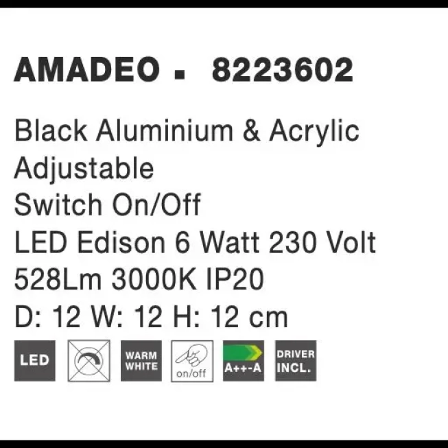 Nástenné svietidlá - Novaluce Moderní nástěnné svítidlo Amadeo černé