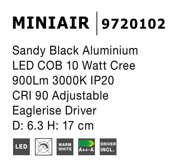 Bodové svetlá - Novaluce Bodové svítidlo Miniair černá