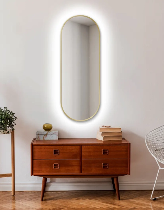 Zrkadlá do kúpeľne - Gaudia Zrcadlo Zeta SLIM Gold LED Ambient