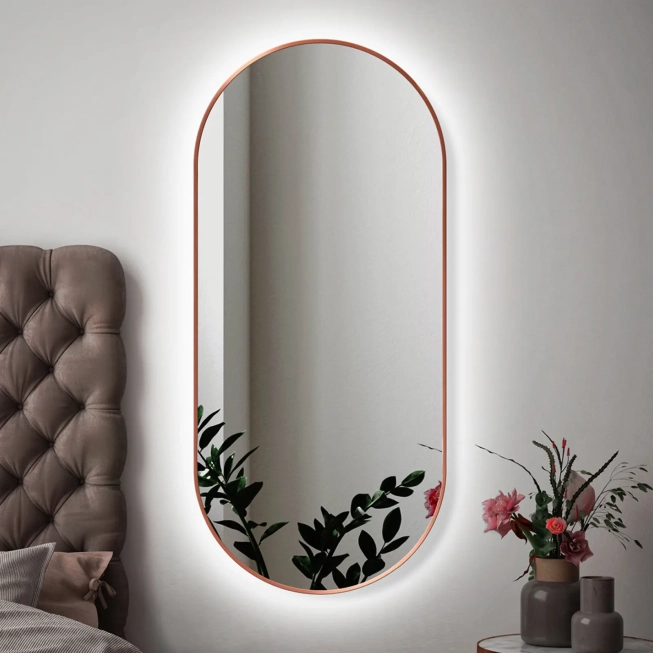 Zrkadlá do kúpeľne - Gaudia Zrcadlo Zeta SLIM Copper LED Ambient